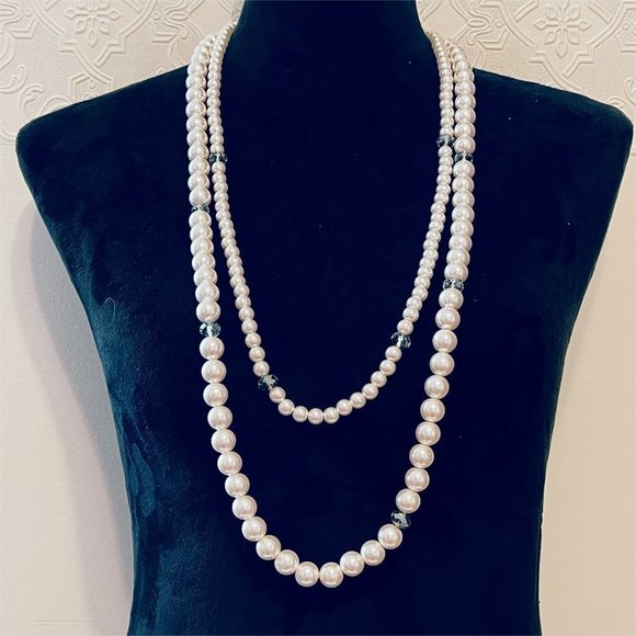 Chico's Jewelry - Chico's Double Layer Pearl and Crystal Necklace